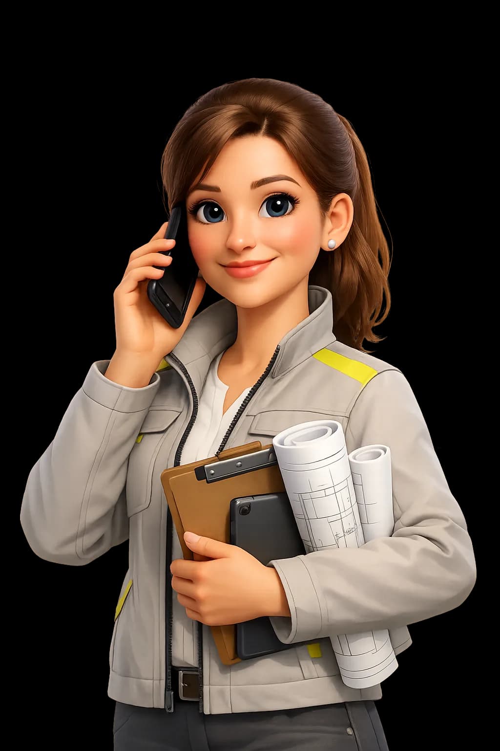 Illustration der Tiefbau-Telefonassistentin Tina